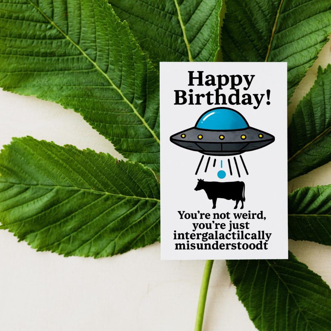 Digital Funny UFO Birthday Card - Weird Alien Themed - Etsy