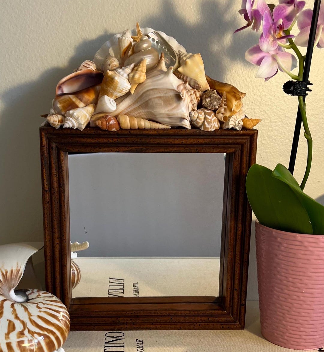 Suntanned Ornate Seashell Mermaid Crown Square Mirror - Etsy