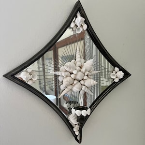 Gunmetal Starburst Antiqued Mirror Seashell Sconce