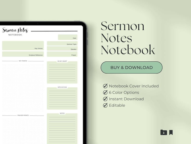 Digital Sermon Notes PDF Printable Sermon Notes Template Digital Church ...