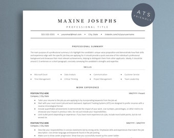 ATS Resume for Professionals | Cover Letter & References Template, Resume for Word and Google Docs, Modern CV Template