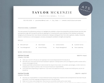 May include: A black and white resume template with the title "TAYLOR MCKENZIE" and the text "PROFESSIONAL TITLE" at the top. The resume includes sections for "PROFESSIONAL SUMMARY", "SKILLS", and "WORK EXPERIENCE".