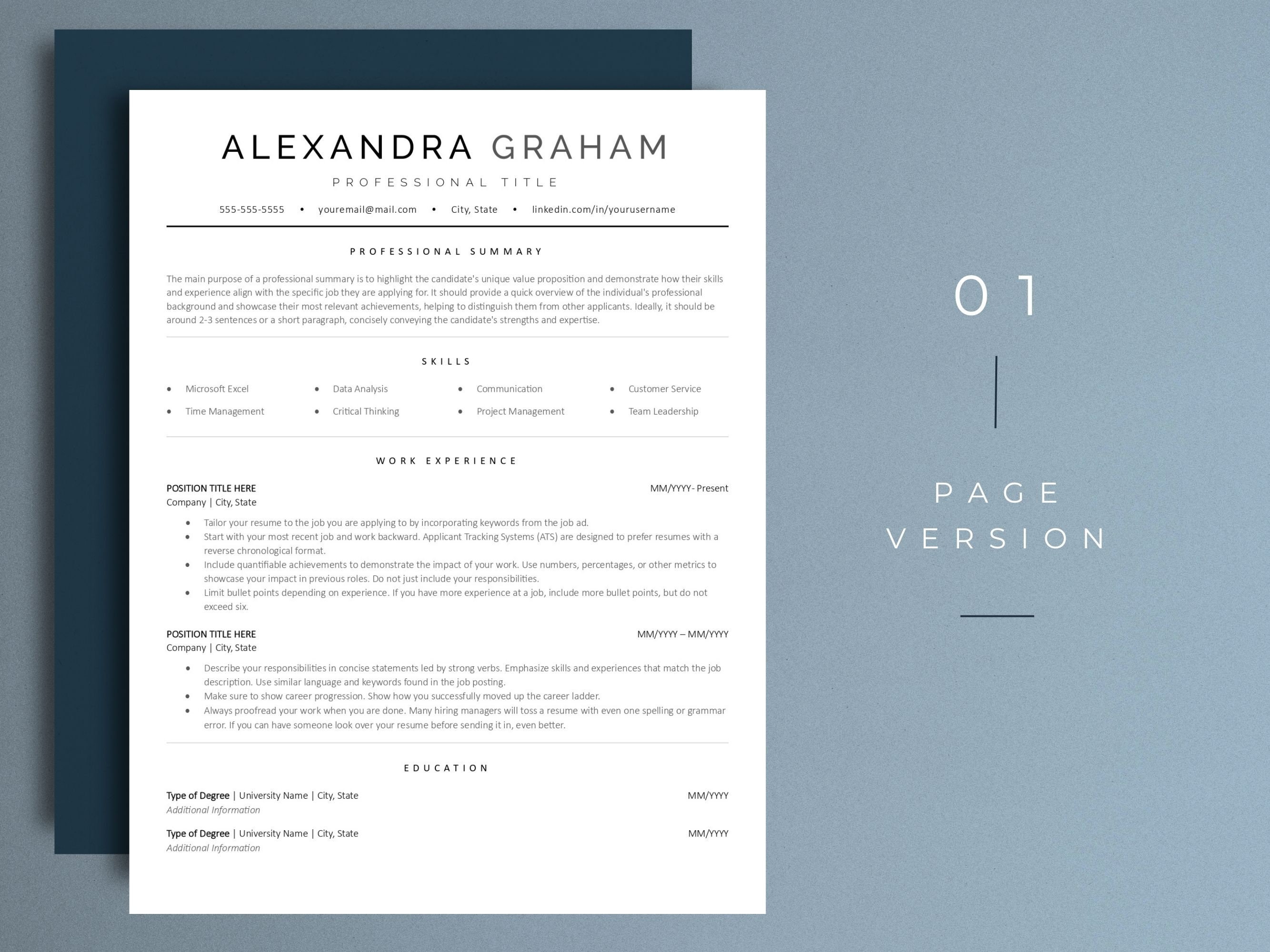ATS Resume Template for Word Google Docs Resume, Professional Resume ...