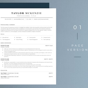 May include: A black and white resume template with the name Taylor McKenzie at the top. The resume includes sections for professional summary, skills, work experience, and education.