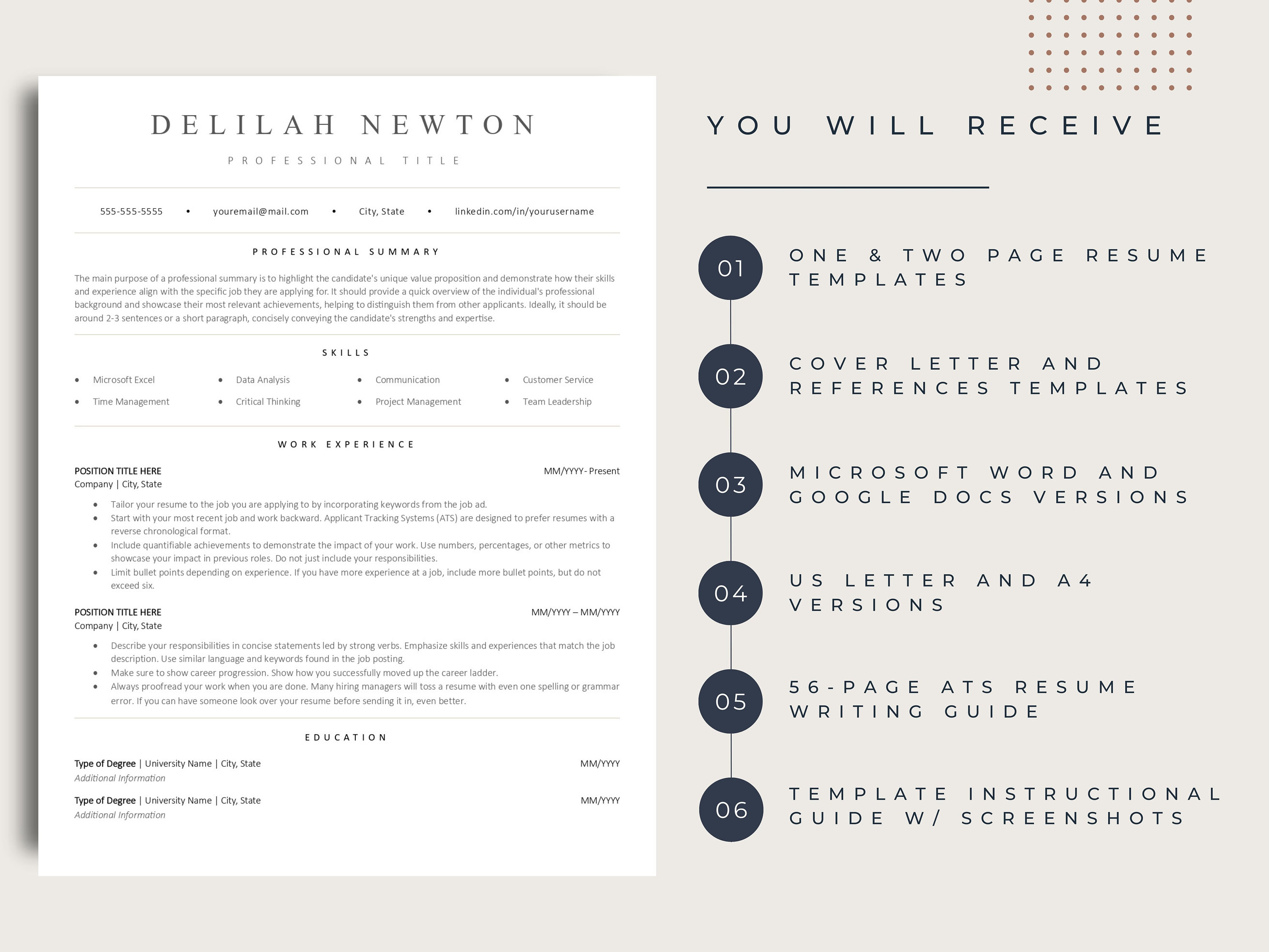 ATS Friendly Resume | Template for Google Docs & Word, Clean and Simple ...