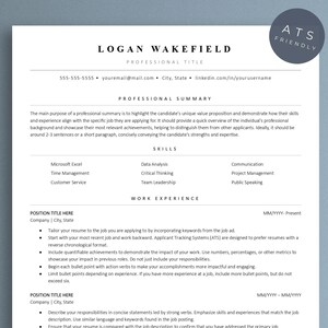 ATS Resume Template for Word & Google Docs | Editable Resume for Professionals, Modern Resume, CV Template, Cover Letter Template
