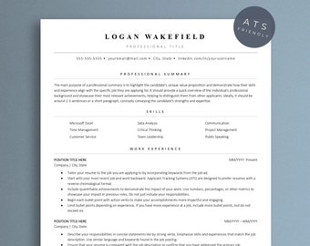 ATS Resume Template for Word & Google Docs | Editable Resume for Professionals, Modern Resume, CV Template, Cover Letter Template