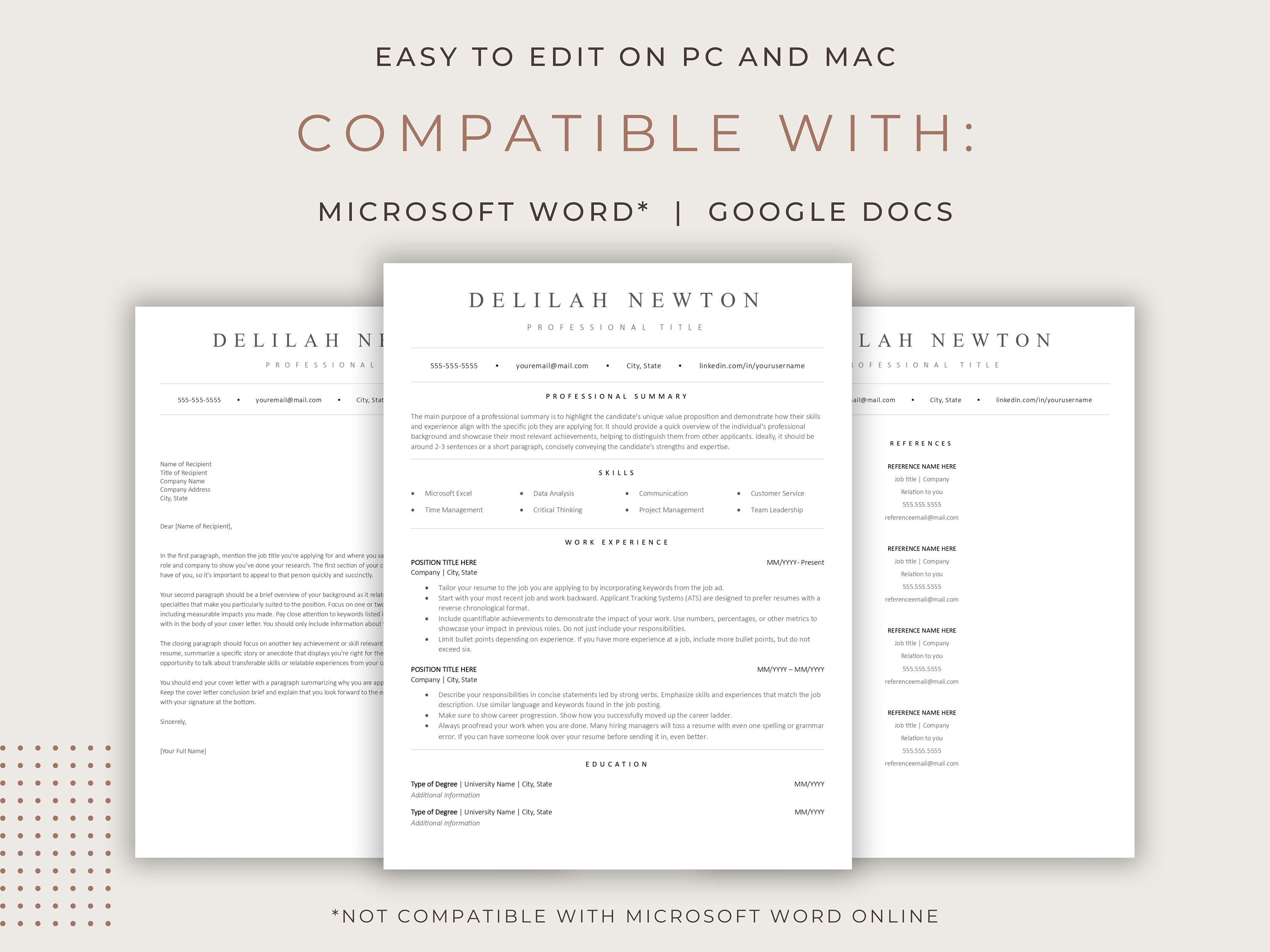 ATS Friendly Resume | Template for Google Docs & Word, Clean and Simple ...