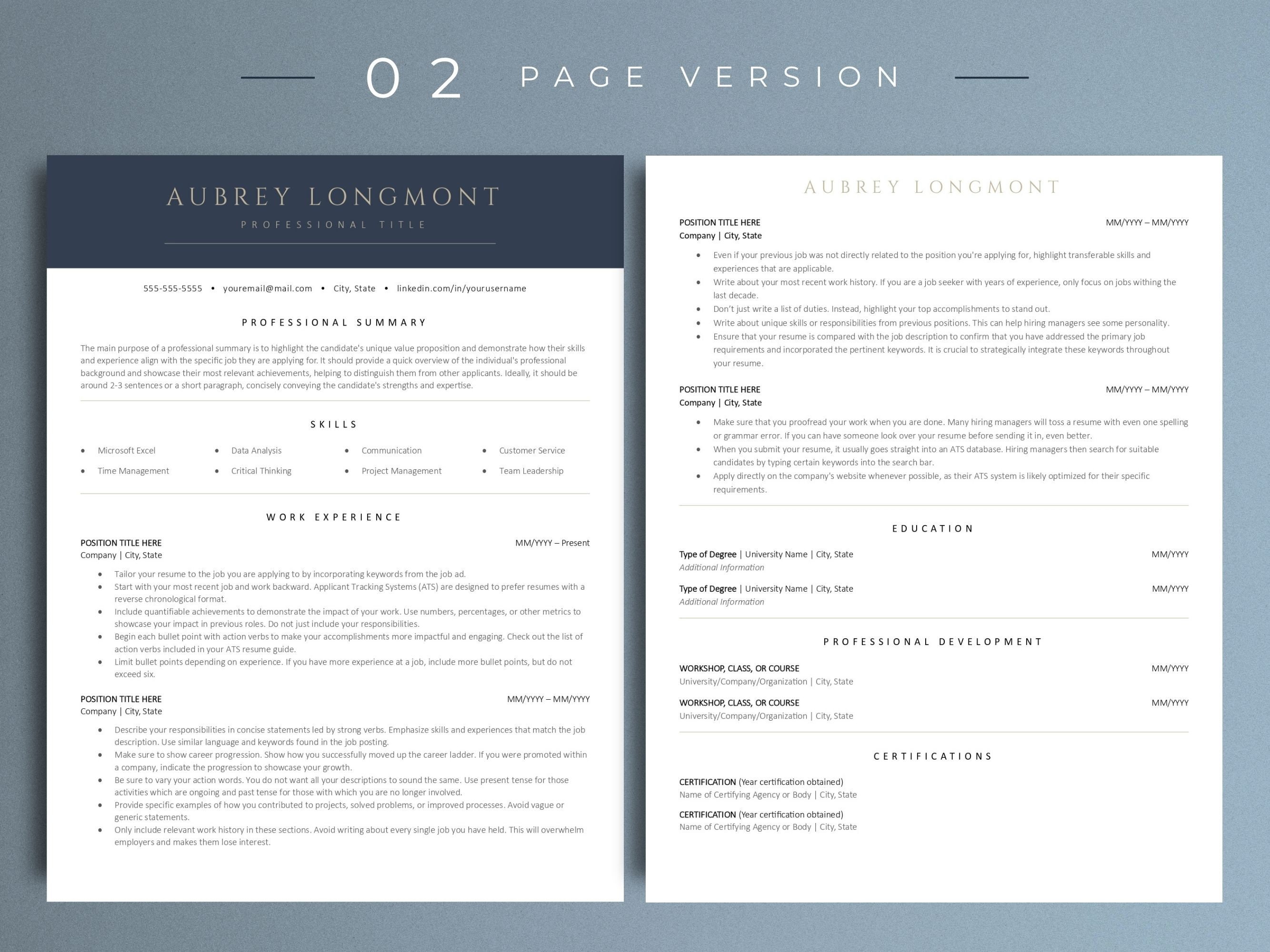 ATS Friendly Resume Template CV Template for Word & Google - Etsy