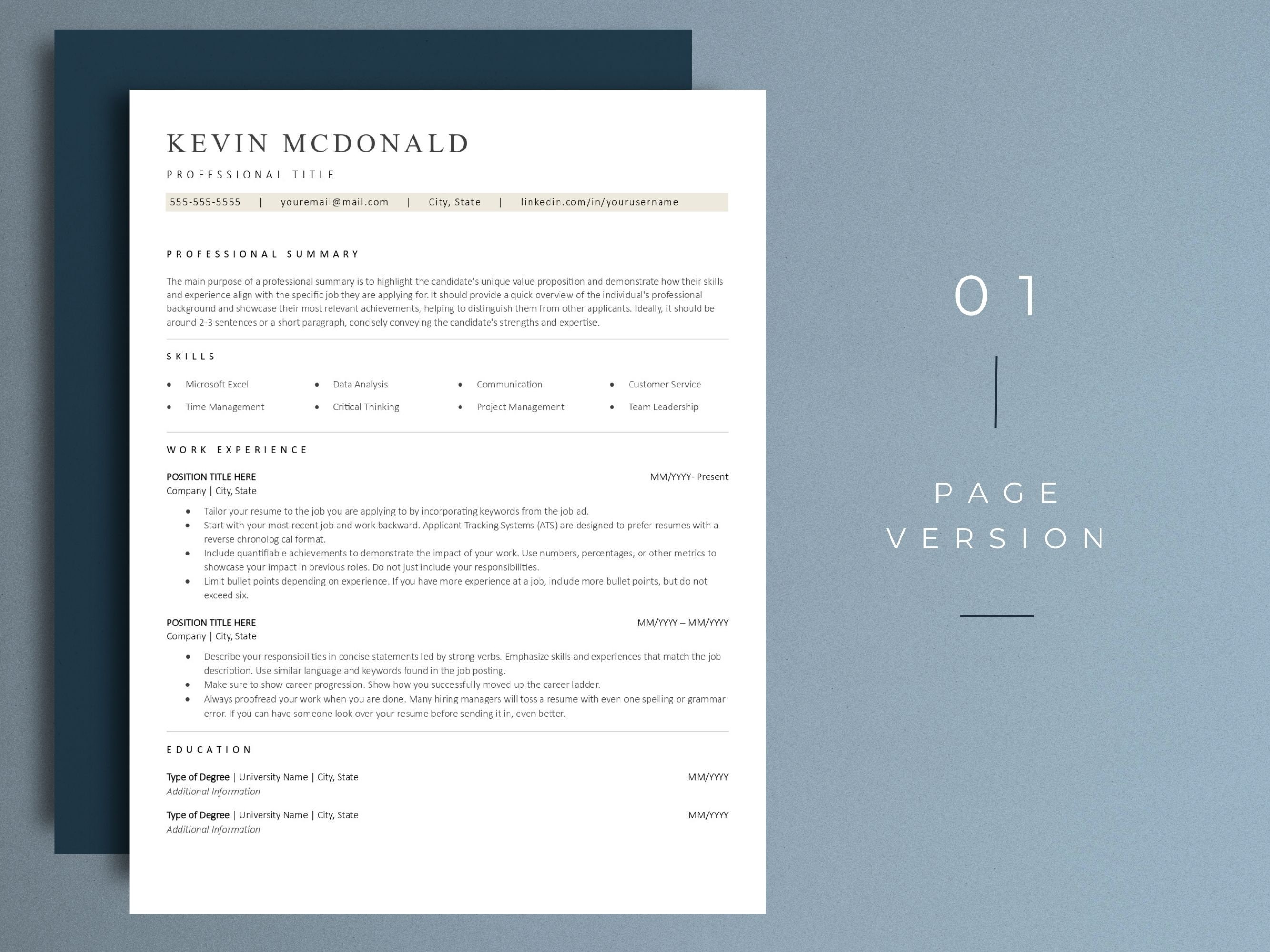 ATS Friendly Resume | Template for Google Docs & Word, Clean and Simple ...
