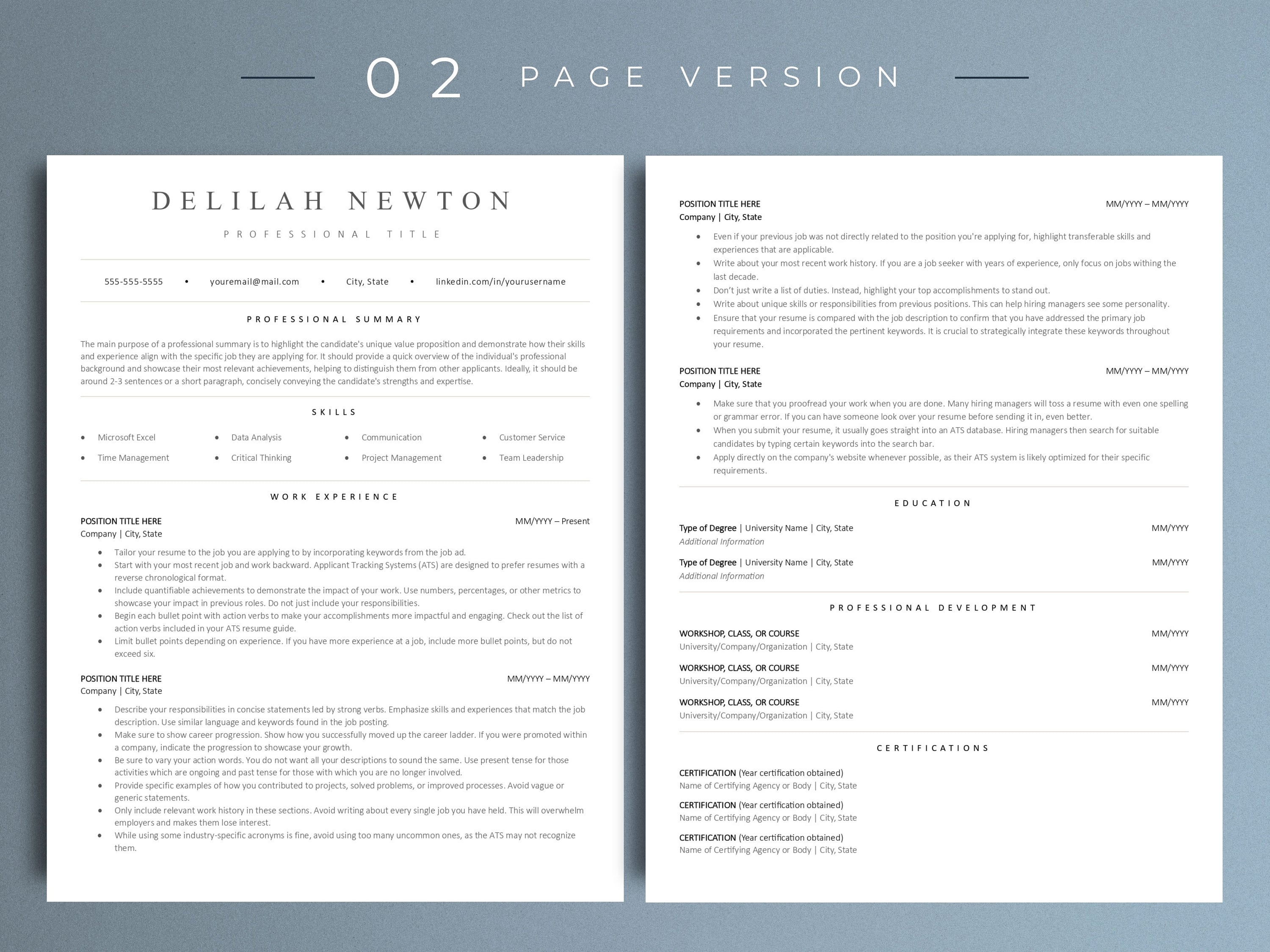 ATS Friendly Resume | Template for Google Docs & Word, Clean and Simple ...