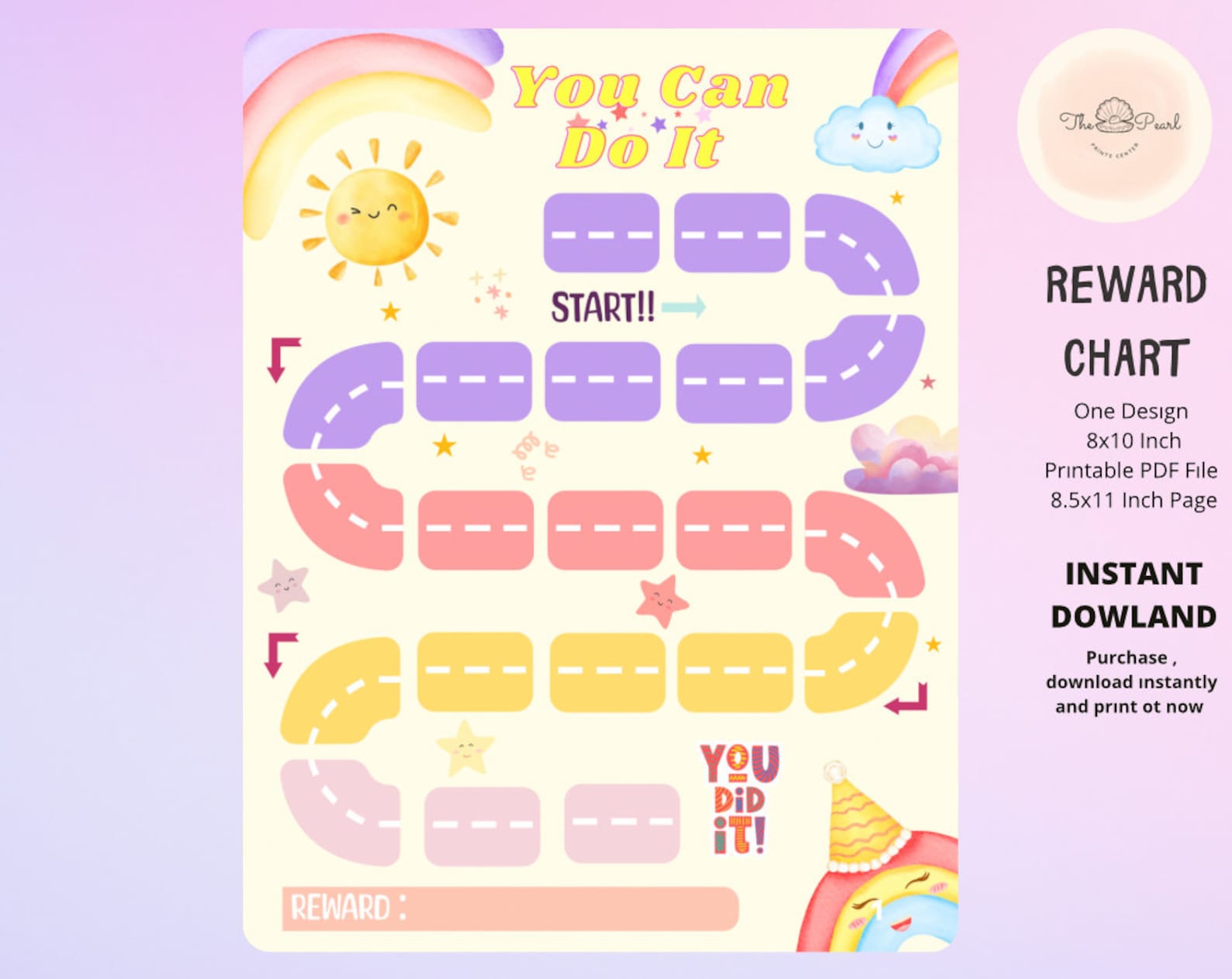Printable Rainbow Reward Chart Reward Chart for Kids - Etsy