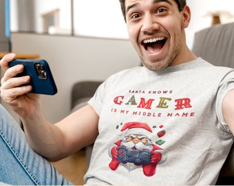 Jultomten vet att gamer är mitt mellannamn, jul png, jultomten png, julsublimering, png sublimering, png för tröja, julgammal gamer