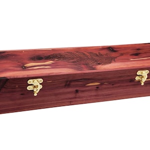 Engraved armoatic Cedar Feather Box: Native American Inspired Storage (20 inch)