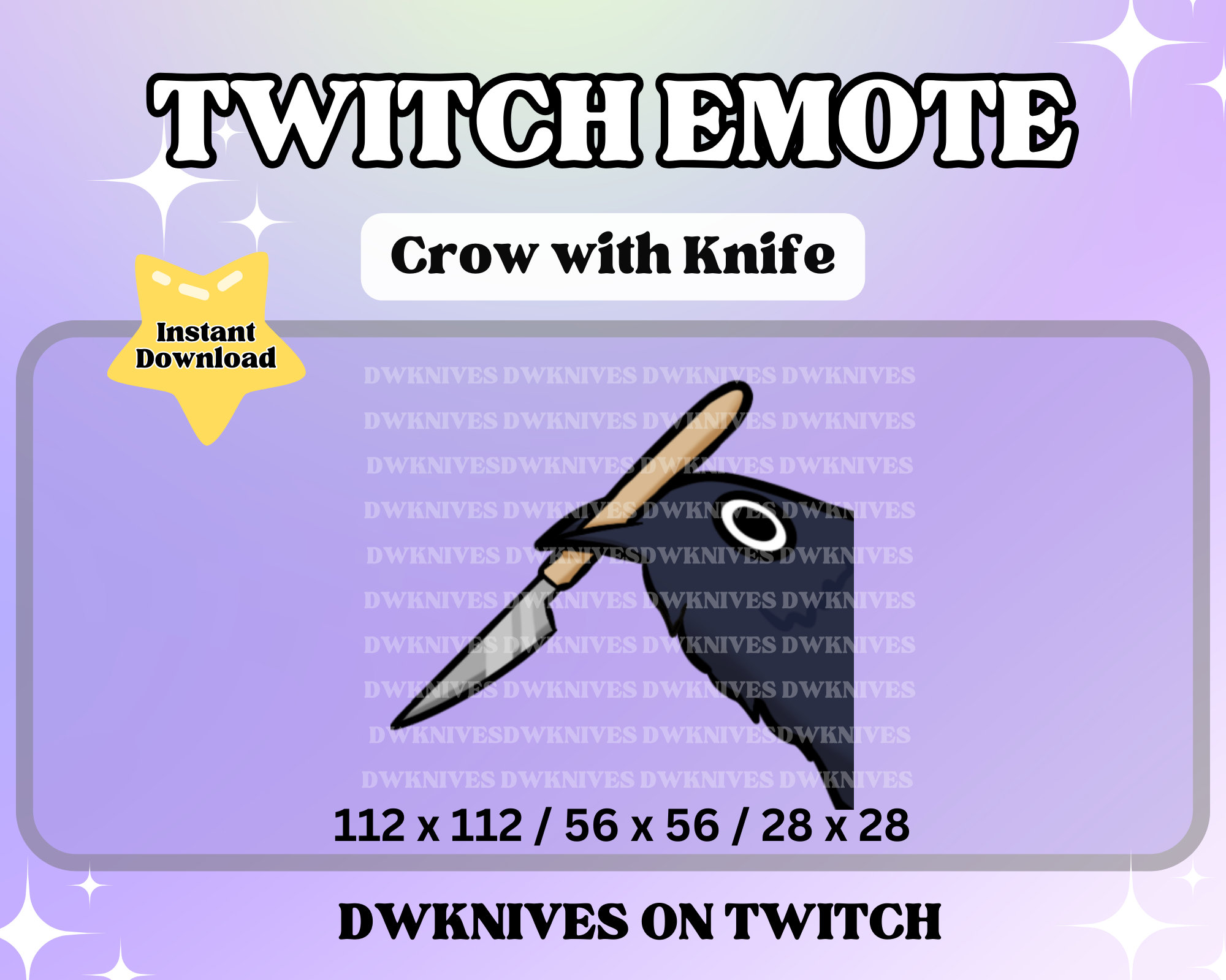 Cute Crow With Knife Emote / Raven With Knife Emote / Meme / Instant