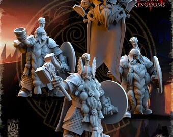 Grupo de mando de guerreros nobles de los Reinos Enanos - en escala 1/2k - por The Beholder Miniatures
