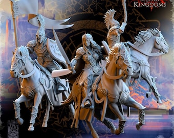Silvermoor Elves Light Cavalry Command Group  -  in 12k -  behoIder miniatures