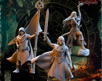 Evergreen Elves Rangers Command Group - in 12k- by Beholder The Beholder Miniatures