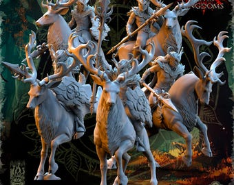 Evergreen Elves Deepwood Riders  - in 12k- by The Beholder Miniatures