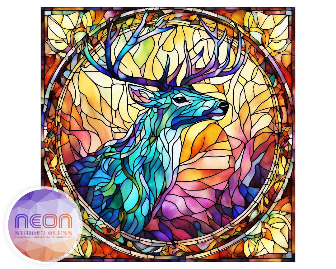 Stained Glass Stained Glass Deer Stained Glass Art Stained Etsy