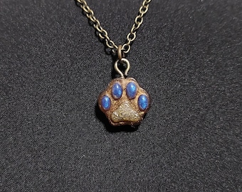 Small Paw Print Memorial Necklace or Keychain- Pet Cremation Ashes