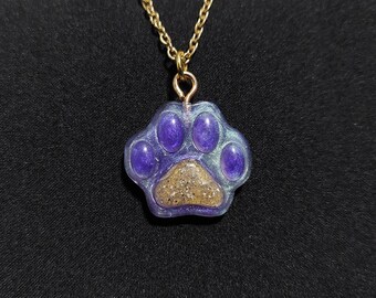 Large Paw Print Memorial Necklace or Keychain- Pet Cremation Ashes