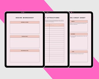 Aanpasbaar manifestatiedagboek, digitaal manifestatiedagboek, wet van aantrekkingsdagboek, schaduwwerk, vision board, mindfulness-tijdschrift