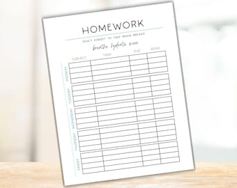 Wöchentlicher Hausaufgaben Tracker für Kinder