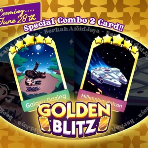 Adesivos Combo Golden Blitz "Galaxy Gazing + Millenium Falcon" Adesivos Monopoly_Go 5 estrelas - Evento em 28 de junho
