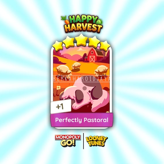 PERFECTLY PASTORAL Set #18 Monopoly_Go 5 Star Stickers Happy Harvest Album