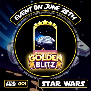 Pegatinas Golden Blitz del Halcón Milenario: Pegatinas de 5 estrellas para Monopoly_Go - Evento del 28 de junio