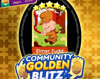 Golden Blitz Event " ELMER FUDD " Set #21 Monopoly_Go 5 Star Stickers