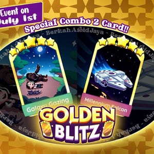 Combo Golden Blitz Stickers " Galaxy Gazing + Millenium Falke " Monopoly_Go 5 Sterne Stickers - Event am 1.7