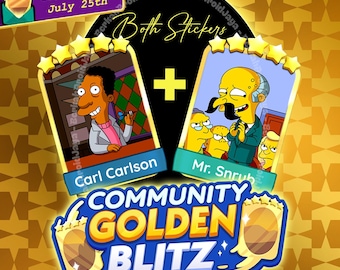 Golden Blitz Event " Carl Carlson + Mr Snrub " Monopoly_Go 5 Star Stickers - July 25th