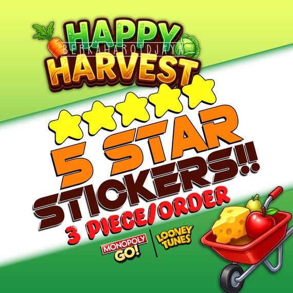 Monopoly_Go Sticker 5 Star Stickers HAPPY HARVEST ALBUM - 3 Piece/Order