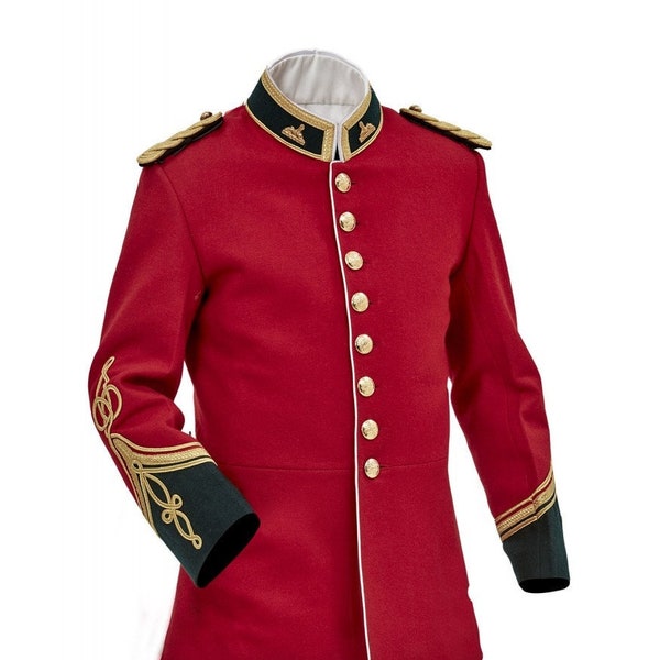 Veste de guerre zoulou rouge vintage tunique d'officier vers veste pour homme armée britannique traditionnelle 1879 veste de guerre anglo zoulou | Tour de poitrine de 34 à 54 pouces