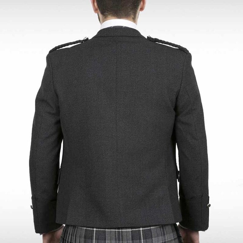 Veste et gilet écossais gris anthracite kilt pour hommes écossais faits à la main Argyll kilt Wedding Highland Jacket dans toutes les tailles Poitrine 34 à 56 image 3