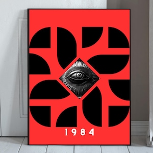 1984 Book Cover Wall Art; George Orwell Book Print; Literary Poster; Bookish Gift; Vintage Decor; Dystopian Art; Digital Download