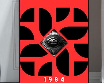 1984 Book Cover Wall Art; George Orwell Book Print; Literary Poster; Bookish Gift; Vintage Decor; Dystopian Art; Digital Download