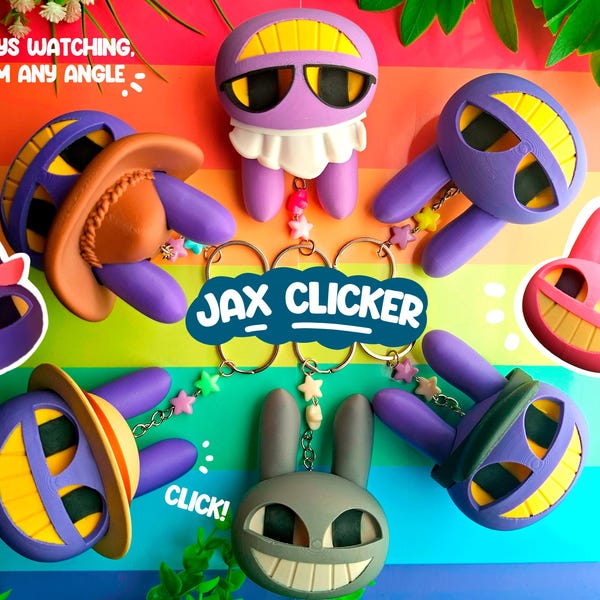 TDAC Jax 3D Printed Fidget Keychain – Moving‑Eye Illusion & Dual Clicker Ears