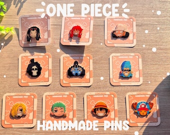 Resin pins based on One Piece, luffy, Zoro, Sanji, Nami, Chopper, Usopp, robin