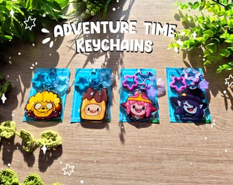 Adventure time Inspired Keychain / 2.5" Charms Featuring Finn, Jake, Marceline, Princess Bubblegum