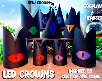 LED crowns for Cosplay and headset inspired by Cult of the lamb
