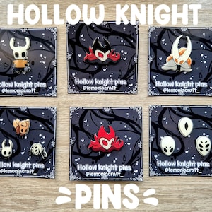 Pins inspired by Hollow Knight, Hollow knight, knight, grimm, mask, accessories for gamers, gift