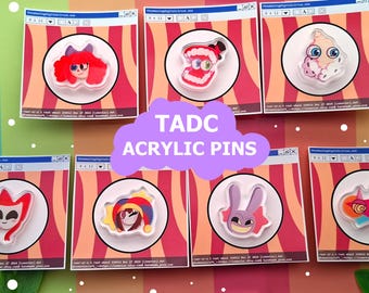 The amazing digital circus acrylic pins, tadc, Ponmi, Jax, Caine, Kinger, Ragatha, Gangle and Zooble, gift, accessories
