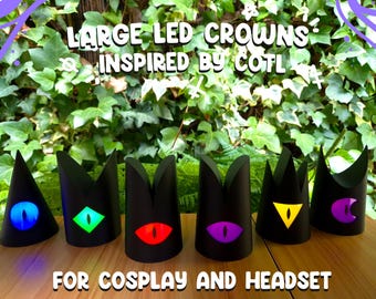 LARGE [with or without] LED crowns based on Cult of the lamb headset accessory, cosplay, streamer, gamers, Cotl, Cotl crowns, the lamb, goat