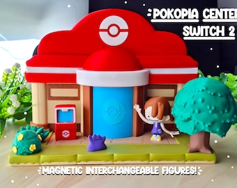 Pokopia Center – Supporto Switch 2 con personaggi magnetici intercambiabili