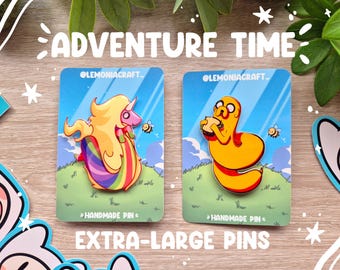 Extra-large pins based on Adventure time, Jake, Lady rainicorn, adventure time, adventure time, accessories, pins, handmade, resin