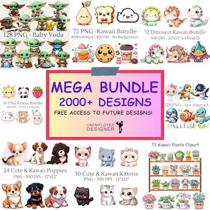 2000+ Kawaii Clipart Bundle, Cute Kawaii PNG Clipart