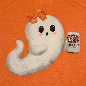 Cute Ghost with Diet Dr. Pepper and Bow